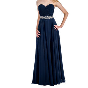 NWT Long Chiffon Stella Couture 18042 Navy